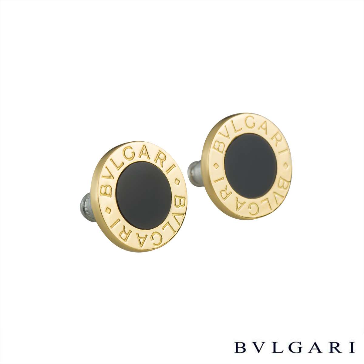 Bvlgari 18k Yellow Gold & Black Onyx Earrings | Rich Diamonds